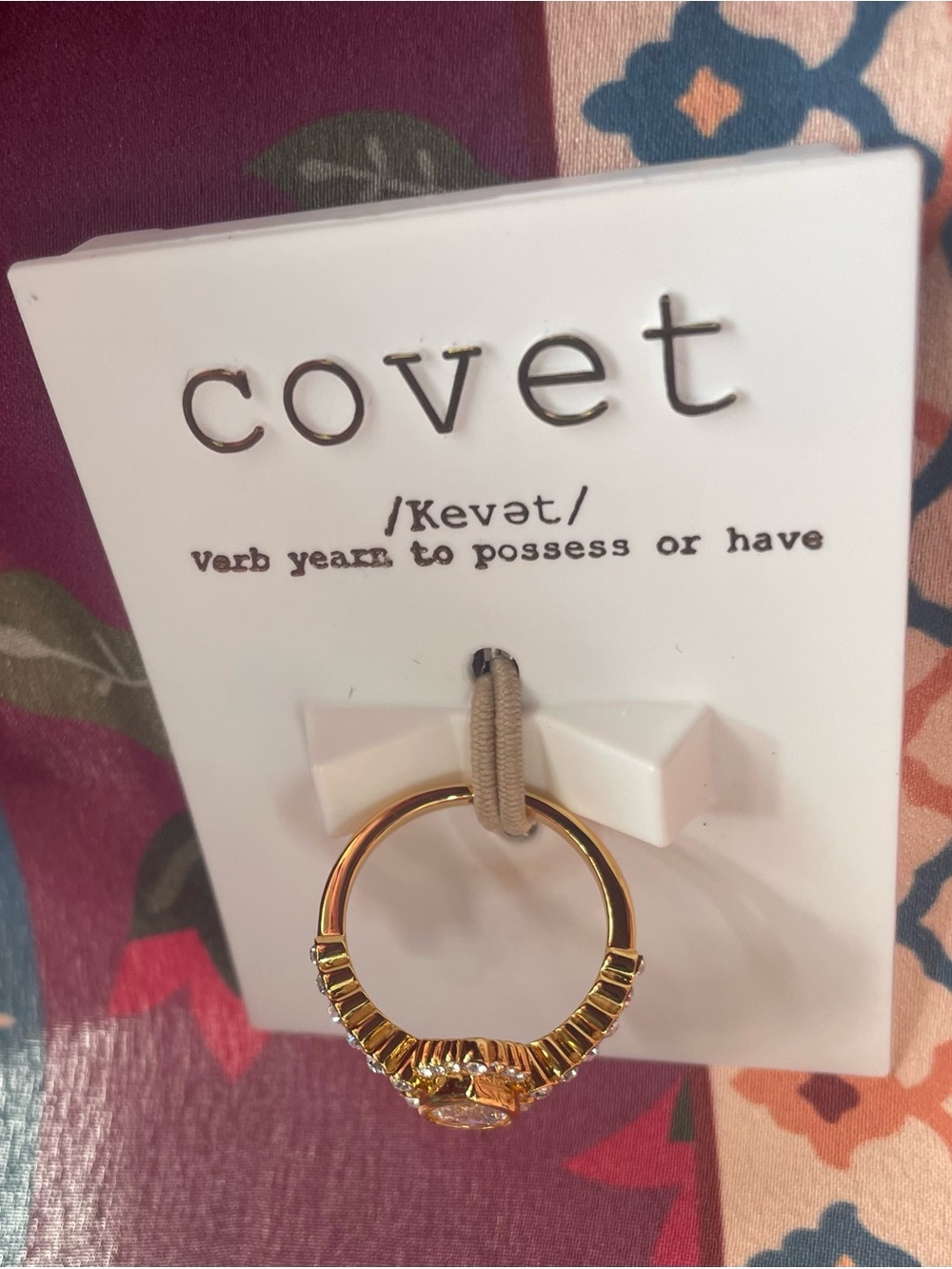 Covet (Nordstrom) Gold Teardrop Halo Ring with Clear Stones - Picture 5 of 6